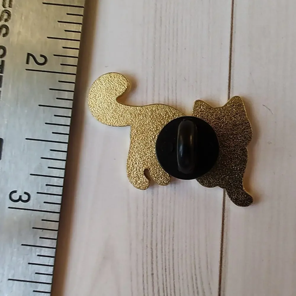 Black Cat Planets & Stars Pin Gothic Witchy Halloween Occult Lapel Hat Pin